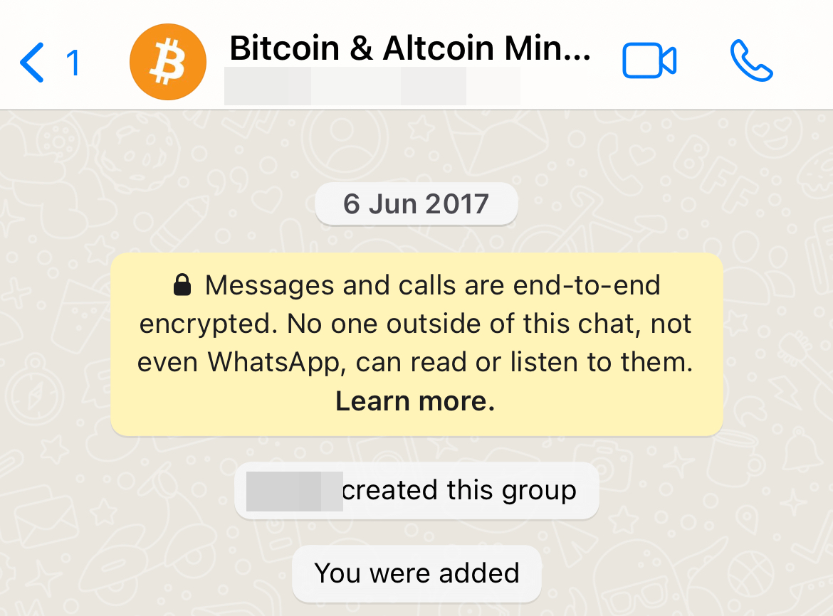 Bitcoin WhatsApp group